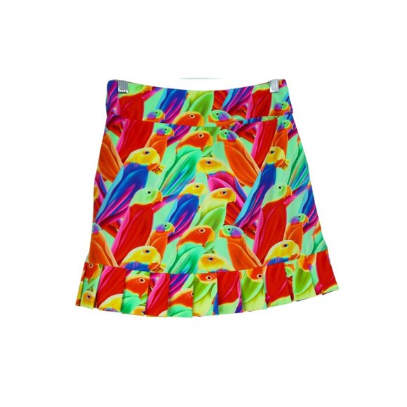 TZU TZU Womens Size XS Shorts Skirt Colorful Parrot Print Pull-on Stretch USA - Picture 3 of 8